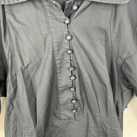 KHAITE Carlina Black Short Puff Sleeve Button Front Dress Womens Size: 12 - Picture 10 of 11